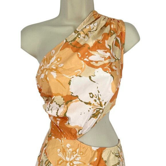 Alice Elle Maxi Dress One Shoulder‎ Floral Orange Sleeveless Cut Out Size 6 NWT - Picture 12 of 16